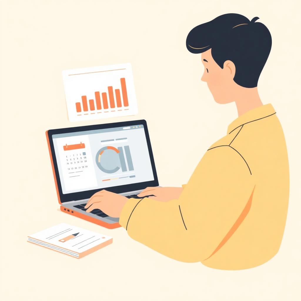 Student calculating attendance percentage on a laptop